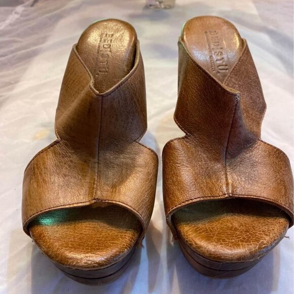Bed Stu Cobbler Olea open toe leather wedge clog sandals size 9.5 - Picture 1 of 3